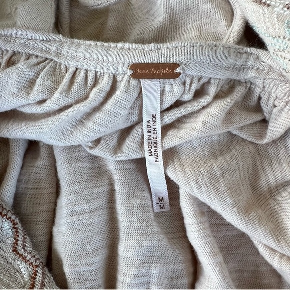 Free People Much Love Tunic Salt Boho Embroidered Blouson Sleeves Open Back NWT - Picture 12 of 13